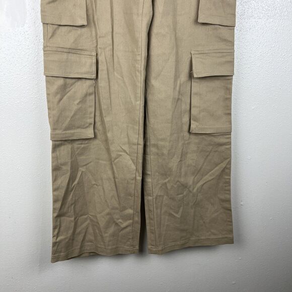 Brooklyn Karma Mikayla Cargo Pants Women Small 28 x 32 Taupe Khaki Pockets Wide - Picture 6 of 9